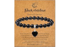MAIBAOTA Healing Crystal Bracelet for Women, 8 mm Natural Gemstone Beaded Bracelet, Love Heart Bracelet Jewelry Gifts for Birthday Mothers Day Valentine's Day Anniversary