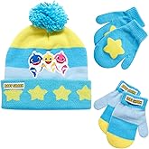 Nickelodeon Boys' Baby Shark Winter Hat and 2 Pairs of Mitten Set (Toddler)