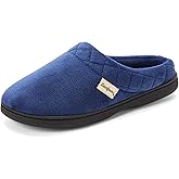 Dearfoams Women's Lightweight Memory Foam Indoor House Slipper Darcy Velour Clog with Wide Widths