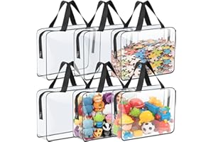 6 Packs Large Toy Storage Bags with Zipper Waterproof Clear PVC Toy Organizer Bag for Blocks 11.8″×8.6″×3.9″ Kids Travel Bag 
