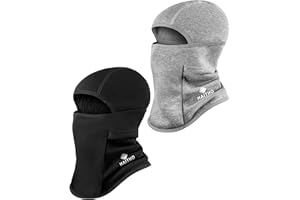 HAITHO Kids Balaclava Ski Mask 2 Pack, Winter Hat Face Cover Neck Warmer for 3-15 Boy Girl, Full Face Masks for Skiing Cycling