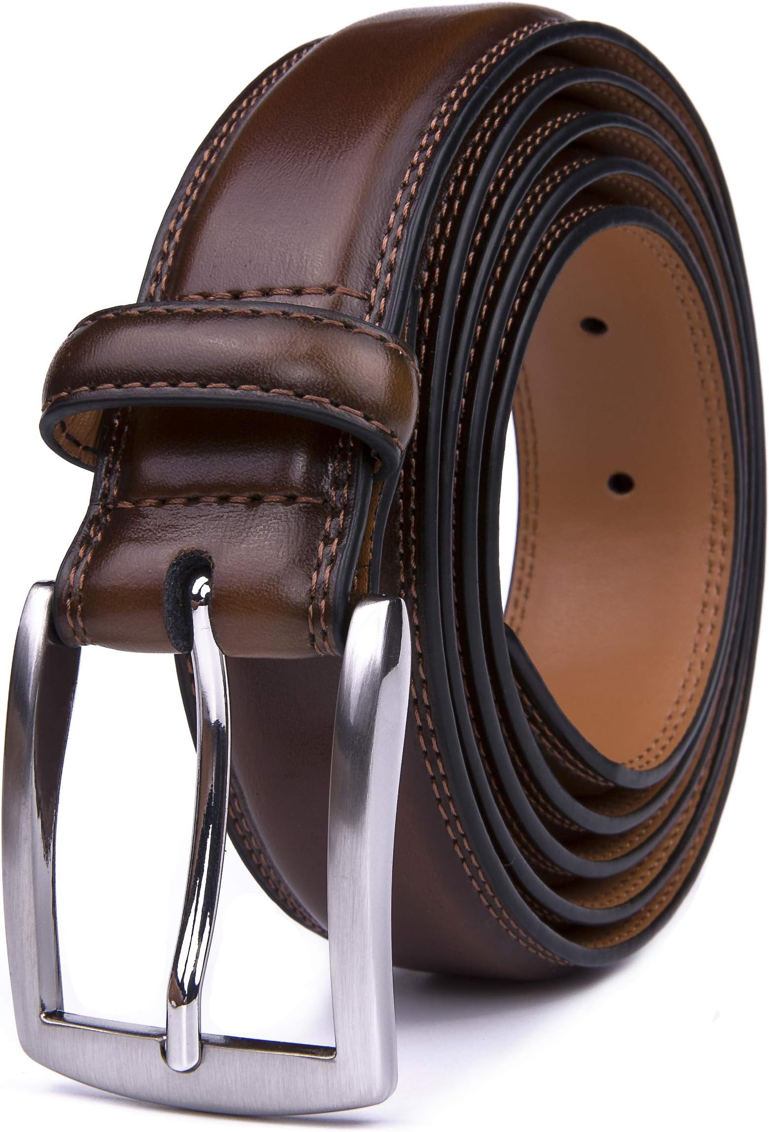 Genuine Leather Dress Belts For Men - Mens Belt For Suits, Jeans, Uniform With Single Prong Buckle