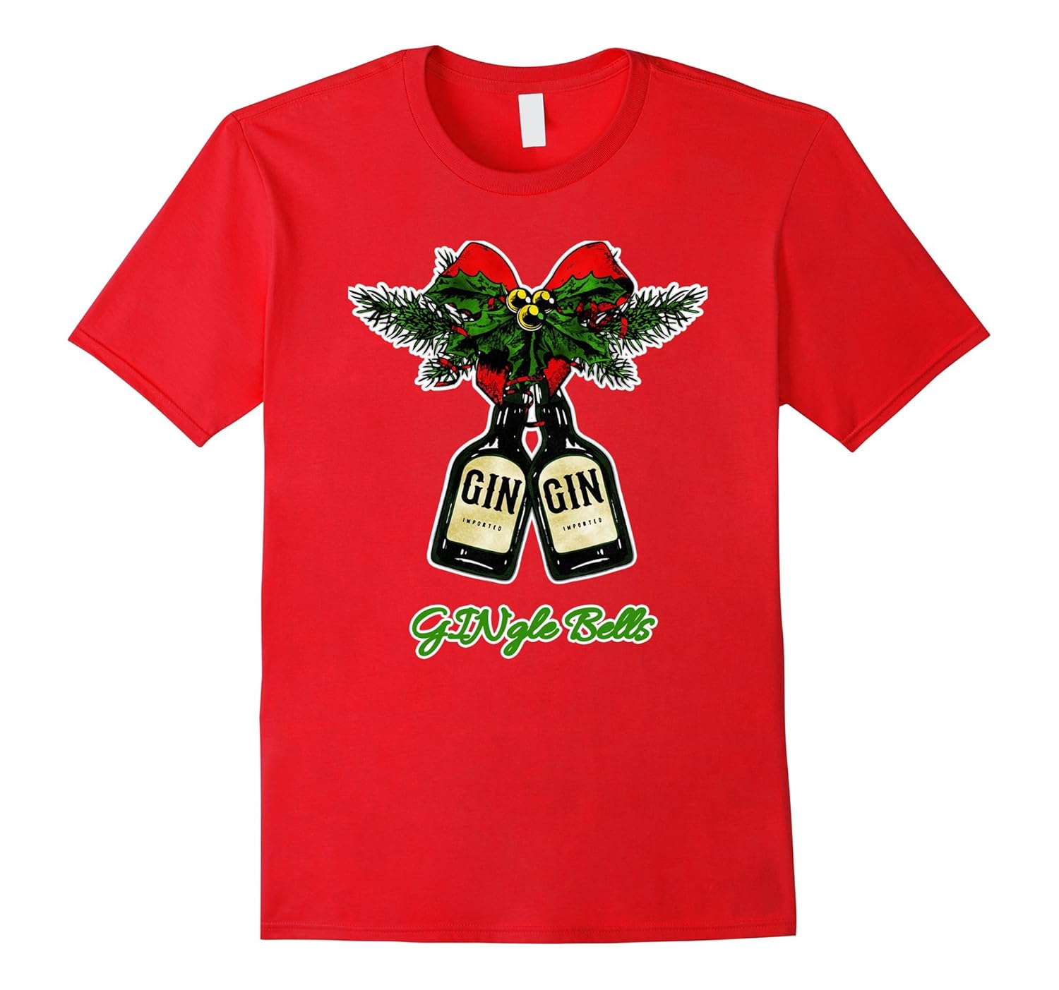 Gin gle Bells Funny Christmas T-Shirts for gin lovers-Rose