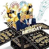 FITMITE Birthday Cards, Happy Birthday Greeting Card with Music, Lights and Blowable Candle (Black)