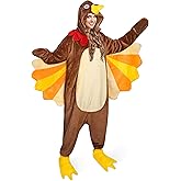 AOTHSO Thanksgiving Turkey Adult Onesie Turkey Plush Bird Onesie Costume with Animal Shoes Cosplay for Women and Men