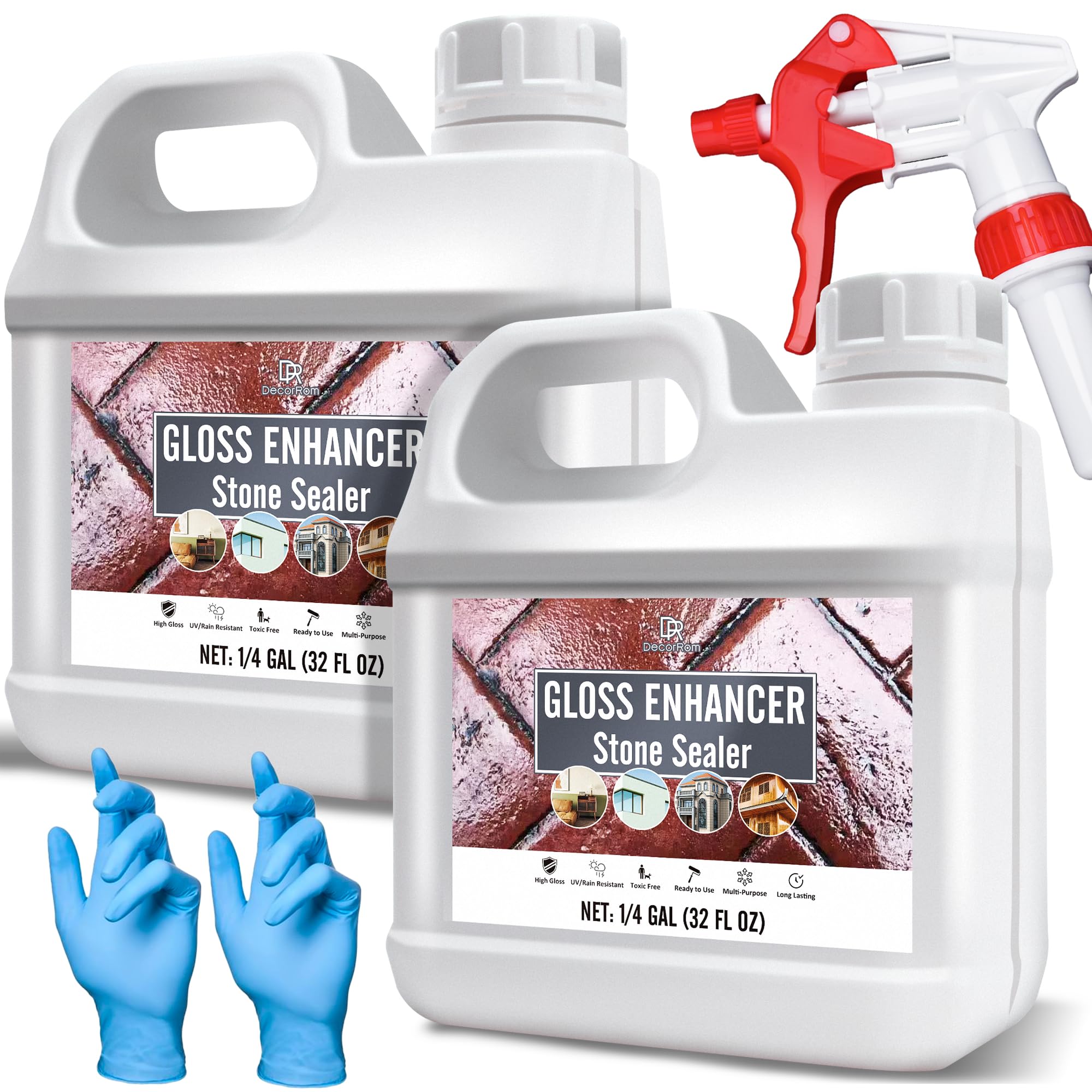 Wet Look Stone Sealer 2L - Color Enhancing Driveway Sealer for Long-Lasting High Gloss Protection - Stain Proof Patio Paver Gloss Enhancer for Outdoor & Indoor Slate, Floor, Standsotne