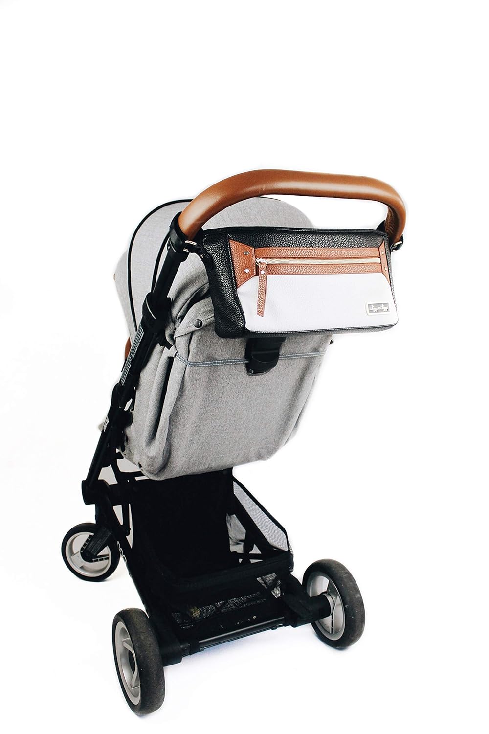 Itzy Ritzy Adjustable Stroller Caddy – Stroller Organizer Featuring Two Built-in Pockets, Front Zippered Pocket and Adjustable Straps to Fit Nearly Any Stroller, Coffee and Cream : Baby