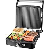 OSTBA Panini Press Grill Indoor Grill Sandwich Maker with Temperature Control, 4 Slice Non-stick Versatile Grill, Opens 180 D