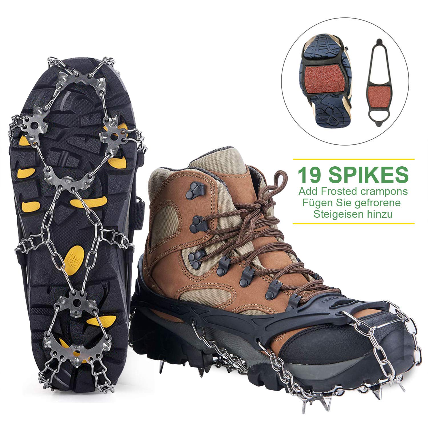 Crampons Antidérapants Vdealen - 19 Pointes Acier - Pour Marche Sur Neige Et Glace - Taille Unique