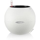 Lechuza Puro Color 20 White, Self-Watering Small Indoor Planter, D7.9 H6.3 in