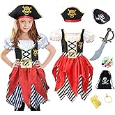 Lingway Toys Girls Deluxe Pirate Costume,Buccaneer Princess Dress for Kids