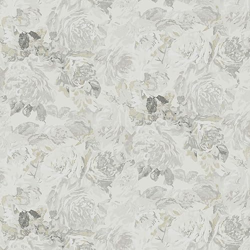 Dimoon 78.7"x17.3" Floral Peel and Stick Wallpaper Boho Beige Grey Contact Paper Flower Removable Wallpaper Renter Friendly Kitchen Wall Paper Shelf Liner Bathroom Self Adhesive Vintage Thicken Vinyl