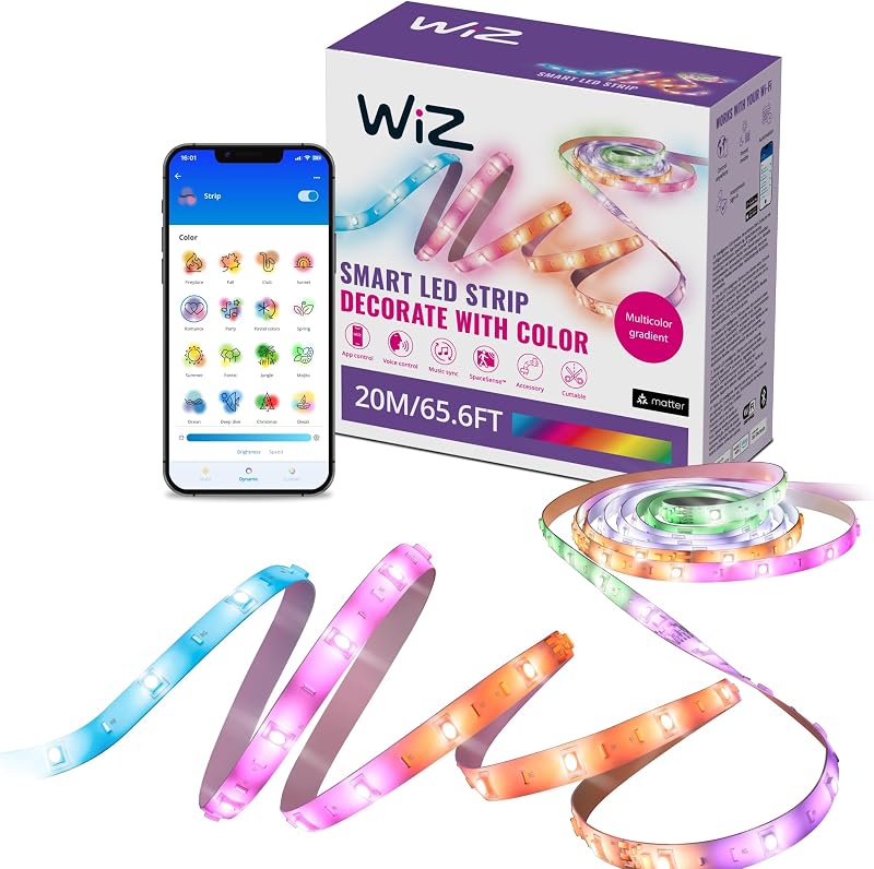- Fita LED inteligente de 20m, RGBIC, inclui fonte de alimentação, até 16 milhões de cores, liga-se via WIFI, com tecnologia SpaceSense, controlo por App ou Voz e compatível com Alexa e Google Home