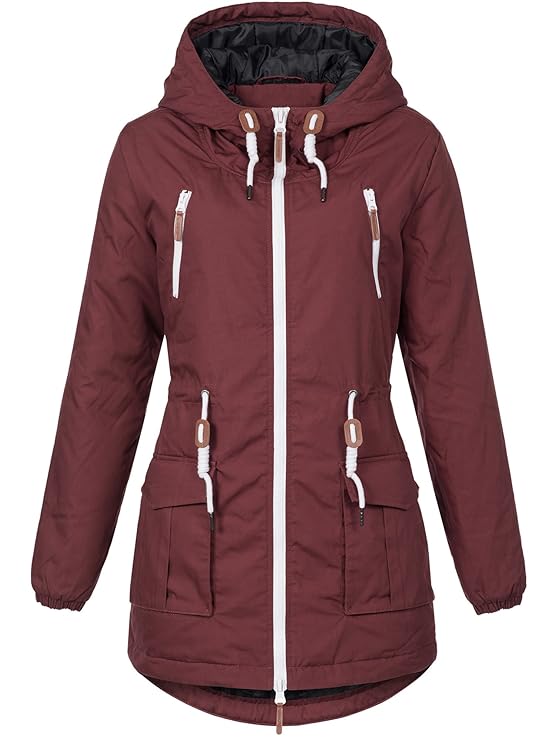 Sublevel Damen Matilda Winter Jacke Parka Mantel Winterjacke gefüttert mit Kapuze 6 Farben XS-XL