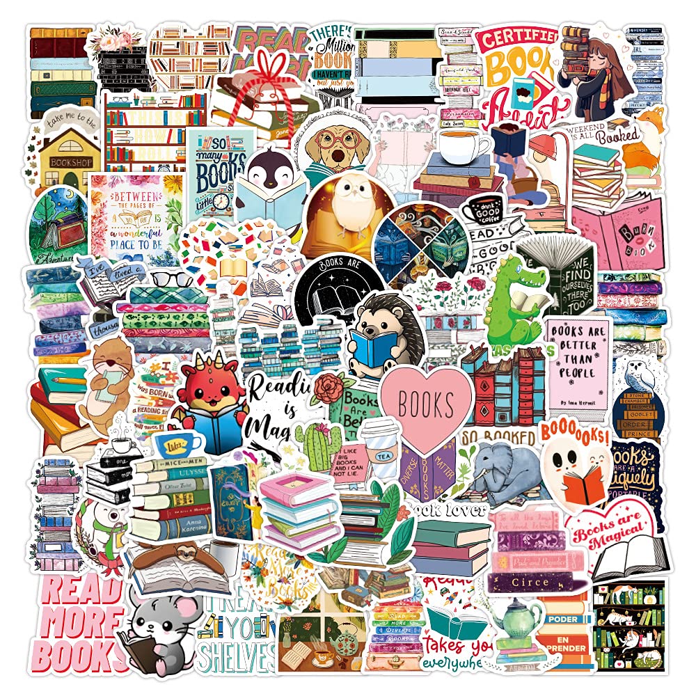100 PCS Study and Read Stickers Pack for Water Bottle, Laptop, Phone, Luggage, Skateboard Stickers for Adults Teens Girls Kids