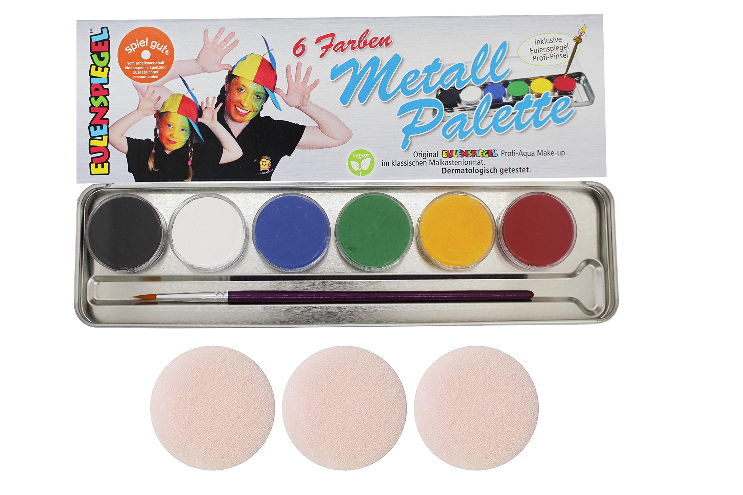 Face Paint Metal Paint Box 6 Colours with a Brush