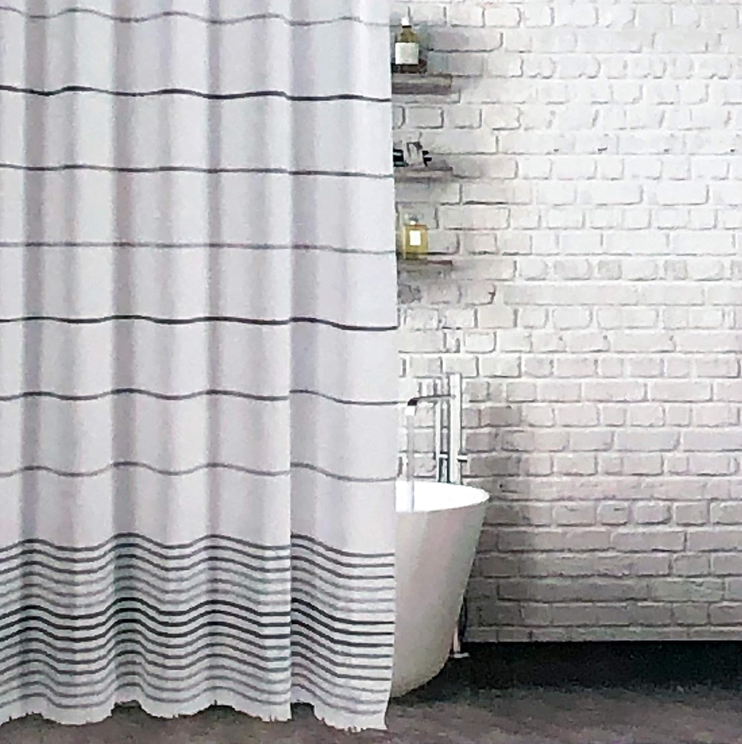 Amazon Com Ladinne Designer Shower Curtain Textured Woven Gray