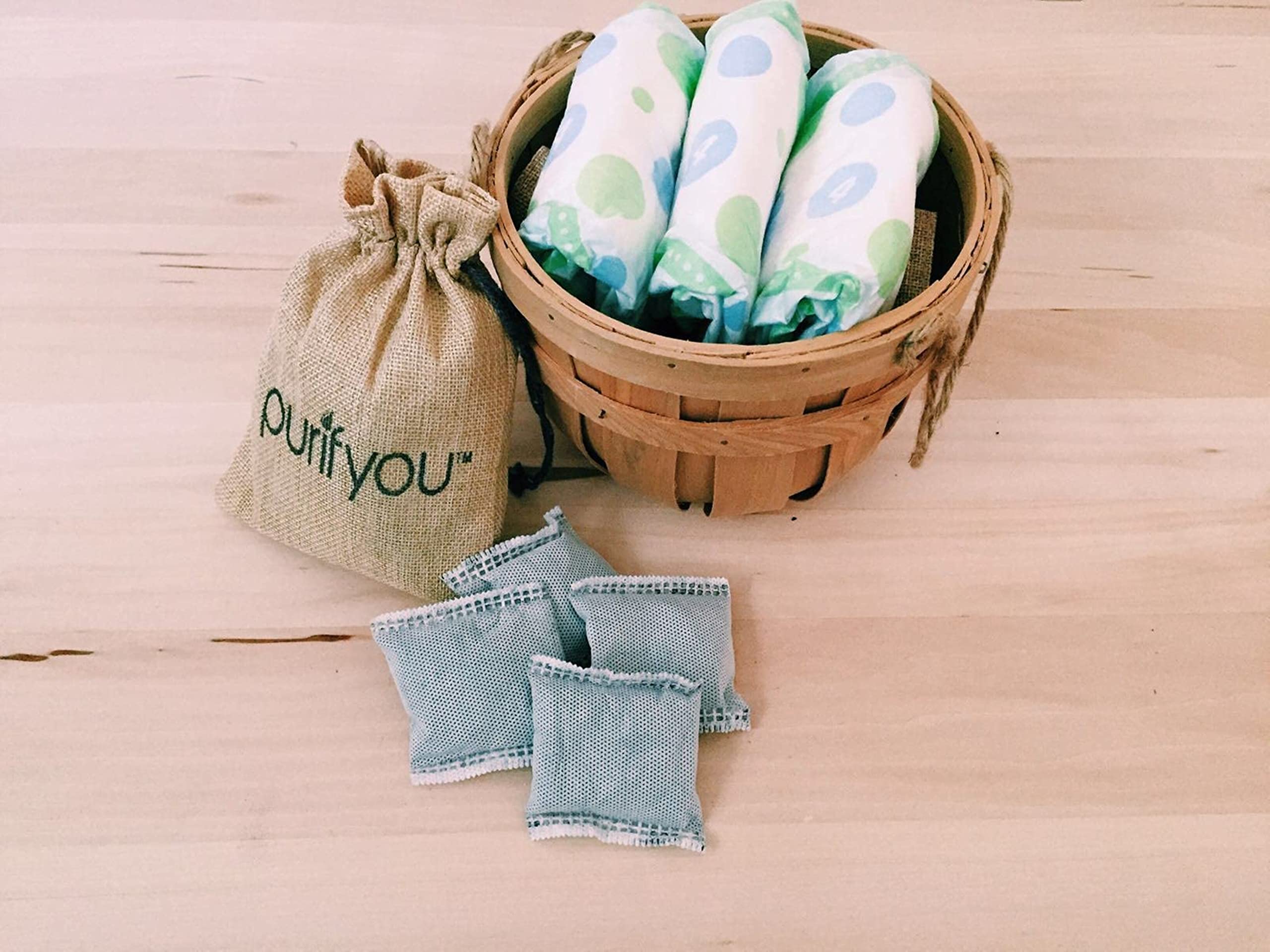 100% Natural Bamboo Charcoal Air Purifying Bag - Set of 12 Carbon Filters, Deodorizer Bags, Odor Absorber for Diaper Pail, Trash, Shoes, Closets, Cars, Fridge, Pets House, Kitchen, Home by purifyou