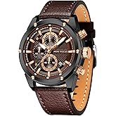 MF MINI FOCUS Men Watches Business Casual Wrist Watches (Multifunction/Waterproof/Luminous/Calendar) Genuine Leather Band Fashion Watch for Men