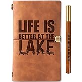 InnoBeta Lake Gifts for Women/Men, Journal Notebook with Pen and Pen clip 7.87 x 4.7 Cover, 4 x 7.5 Pages (Inches), Lake Life Gifts for Birthday, Christmas