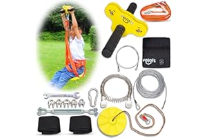 Velots Zipline Kits for Backyard, 80FT 90FT 105FT 120FT 140FT 160FT 180FT 350LB Kids Toys Play Set Zip Lines Kit, Adults Playground Games Outdoor (105FT)