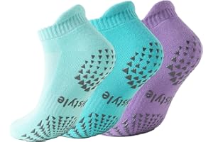 Hstyle 6 Pairs of Yoga Socks with Grips for Women and Men,Ideal for Ballet,Barefoot Workout,Pilates Grip Socks Non Slip Socks