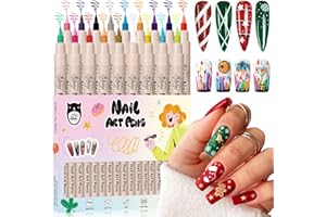 GELLAKTIK 18 Color 3D Nail Art Pens Set, 0.7MM Nail Polish Pens for Nail Art Dotting Pen Drawing Painting Liner Brush for DIY Nail Design, Home & Salon Manicure Tools