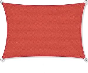 shimytop Sun Shade Sail Rectangle 10'x13' UV Block Red Outdoor Awning Shade Cover 185GSM HDPE Shade Sail for Patio, Carport, Outdoor, Backyard, Garden Playground