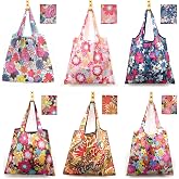 MRYUWB 6 Pcs Reusable Grocery Bags Xlarge 50LBS Foldable Grocery Shopping Bags Washable Beach Bag Ripstop Nylon Tote Bags