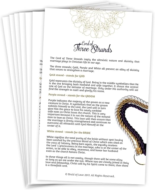 Amazon Com Braid Of Love A Cord Of Three Strands Wedding Explanation Cards For The Perfect Wedding Ceremony 25 Piece