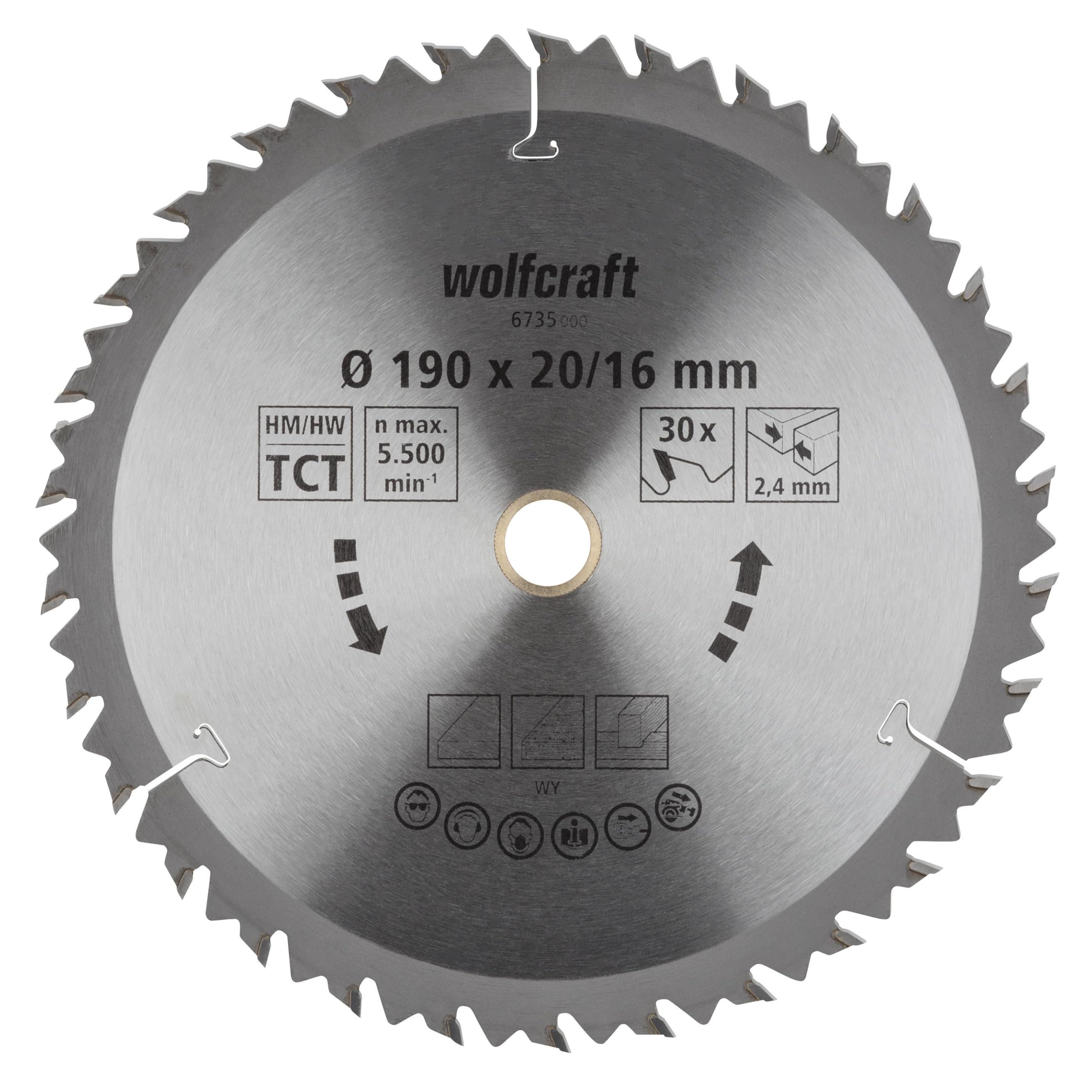 wolfcraft TC Circular Hand Saw Blade, Brown Series I 6735000 I Fast, Rough cuts