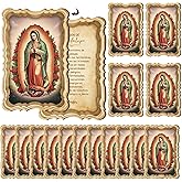 AceOrbit 30 Pcs Holy Prayer Cards Wood Virgin Mary La Virgen Milagrosa Our Lady of Grace Religious Holy Card for Church Prayers First Communion Christening Memorial Engrave Guest Gift Catholic Gifts