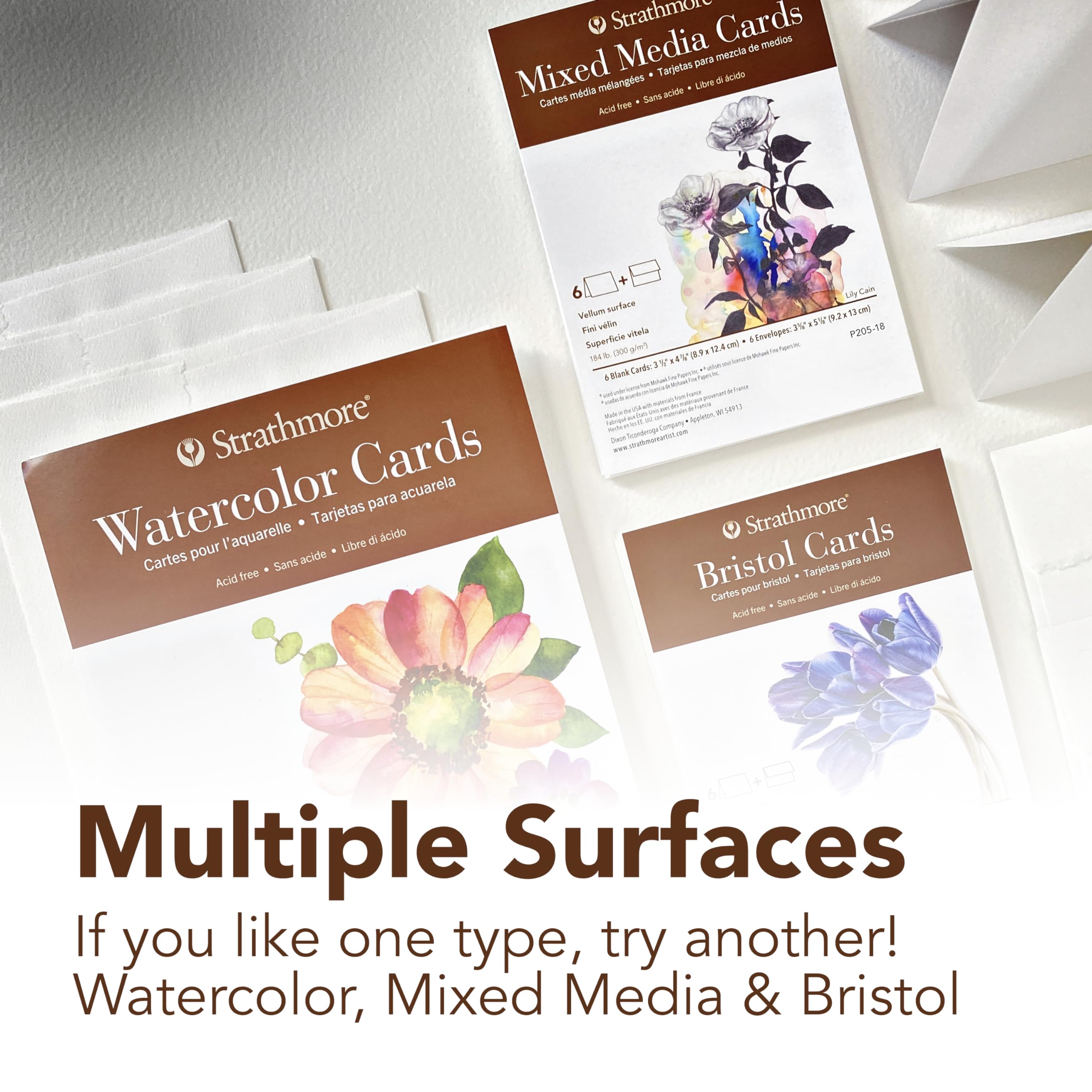 Strathmore 400 Series Watercolor Cards, Cold Press, 5x6.875 inches, 6 Pack, Envelopes Included - Custom Greeting Cards for Weddings, Events, Birthdays