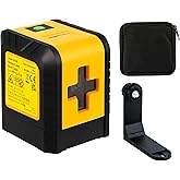 Amazon Basics Horizontal/Vertical and Cross-Line Class II Laser Level for Picture Hanging, Construction, Home Renovation, 59 ft / 708 in, Yellow/Black