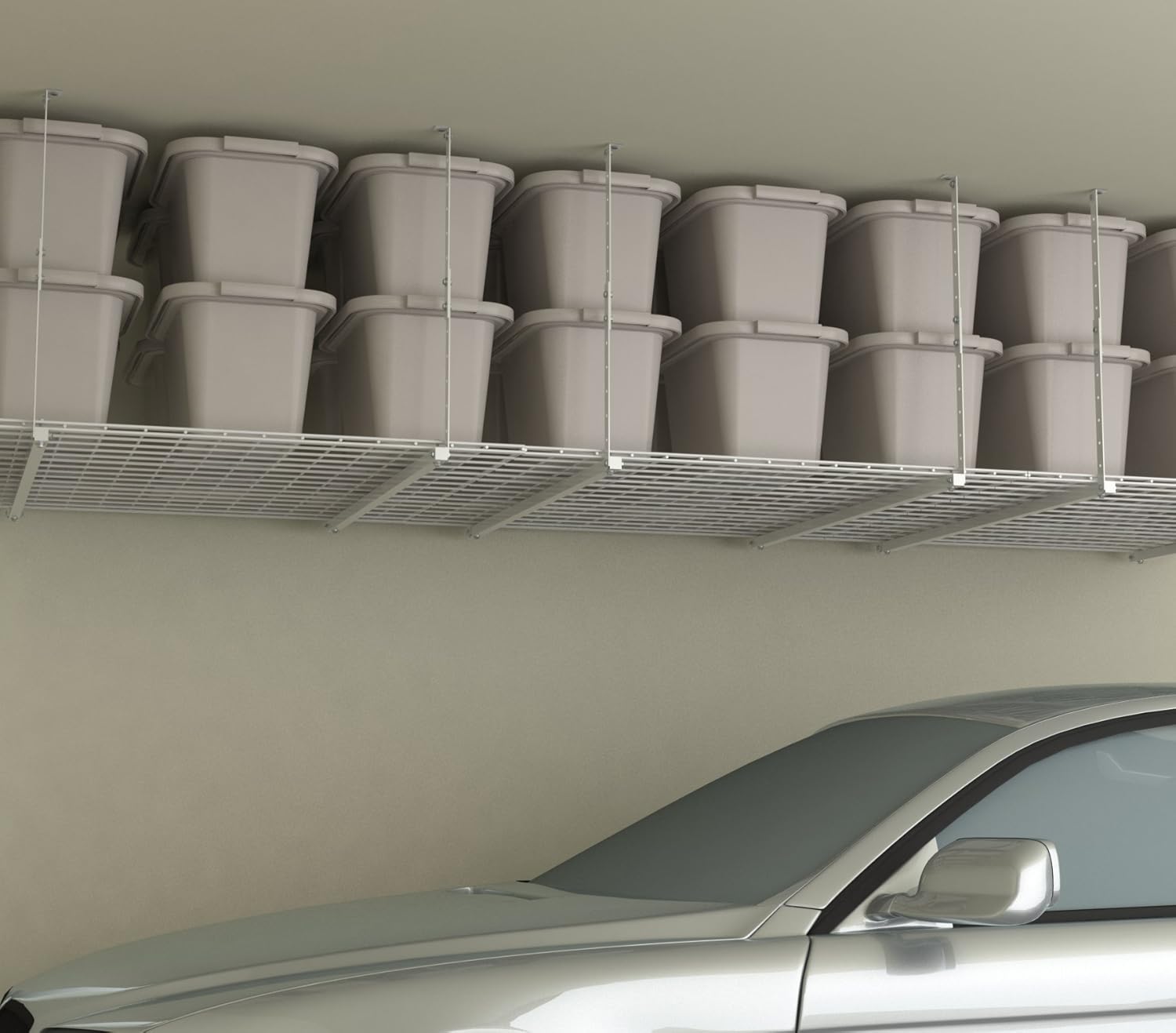 HyLoft 00540 45-Inch by 45-Inch Overhead Storage System, Ceiling Mount Garage Organization Rack, White - Ceiling Mounted General Purpose Storage Racks - 
