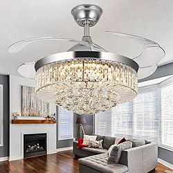 WWahuayuan 36" Chandelier Ceiling Fan Light, Modern