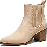 DREAM PAIRS Women's Retro Elastic Chelsea Ankle Boots Fashion Low Chunky Block Heel Pointed Toe Fall Heeled Booties Shoes