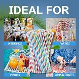 Drive Pro 1000Pcs Multicolor Striped Paper Straws Biodegradable 7.87in view 5