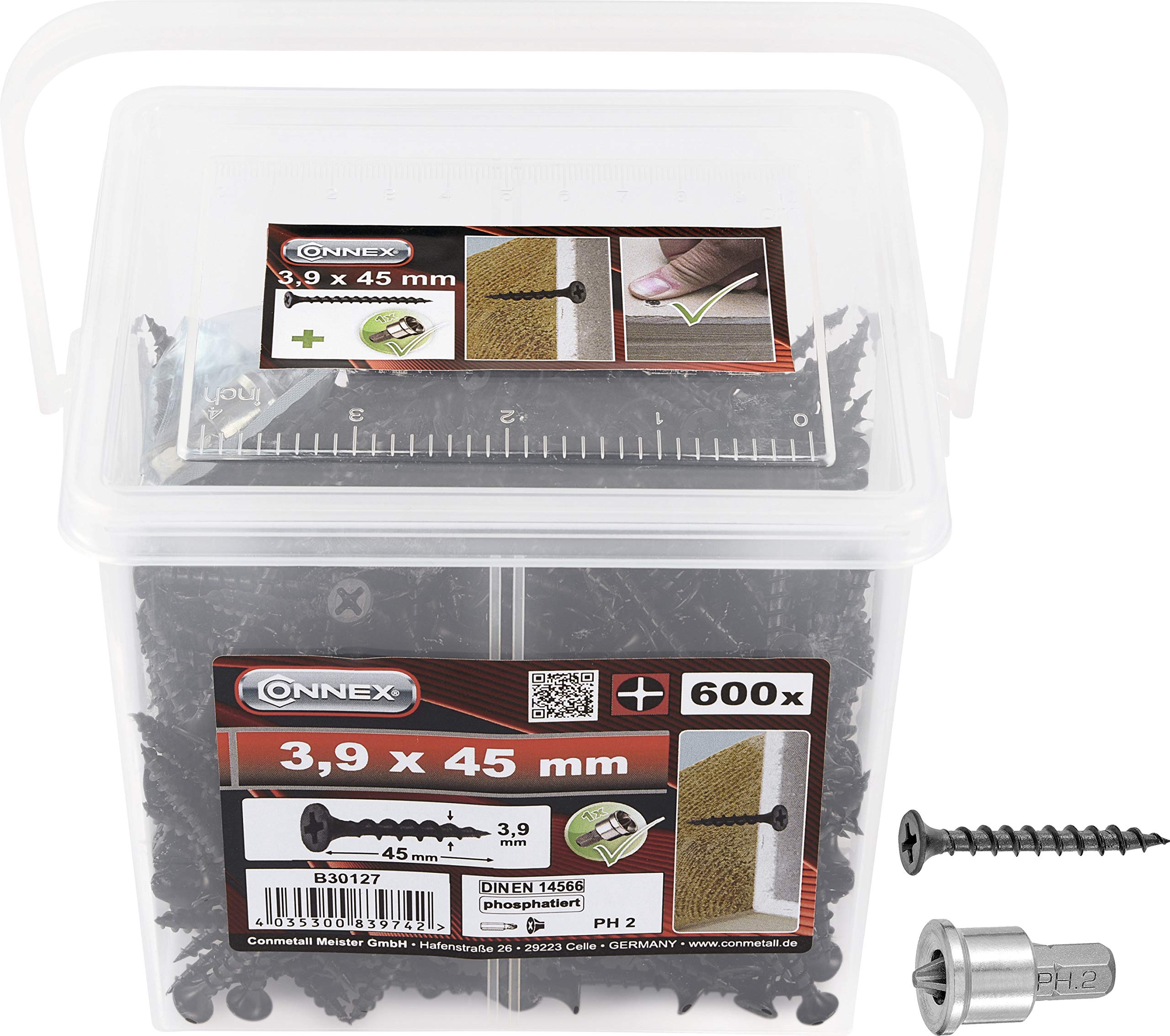 CONNEX B30127 Dry Wall scr. coarse THR.3,9x45, Black, 3,9 x 45 mm (600 Stück) — image 1