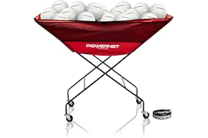 PowerNet Volleyball Wheeled Cart, Portable Hammock Ball Storage, Rolling Collapsible Cart for Volleyballs & Training Equipmen