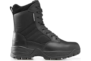 Maelstrom Men's Tactical Work Boots with Side Zipper – Lightweight Leather Military Style, Comfortable, Durable and Breathable for Outdoors