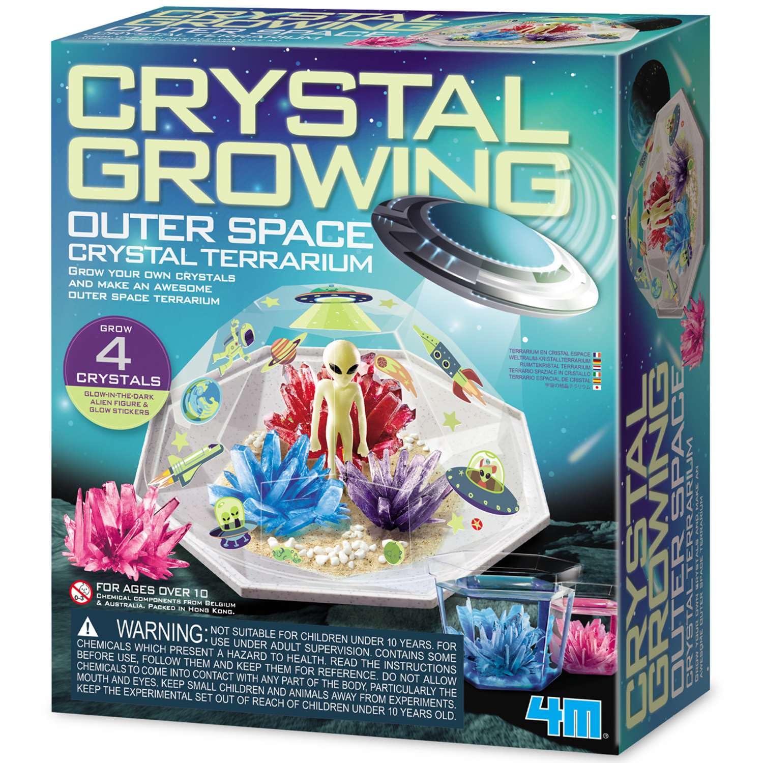 4M Crystal Growing Outer Space Terrarium Kit | Grow Your Own Colourful Crystals STEM Science Set for Kids Age 10+ | Space Chemistry & Geology Experiment | Educational Toy Gift for Girls & Boys