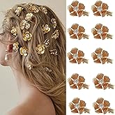 10 Pcs Alloy Flower Hair Clips Mini Metal Gold Duck Clip Hairpin Flower with Rhinestones Hair Bangs Clips for Women