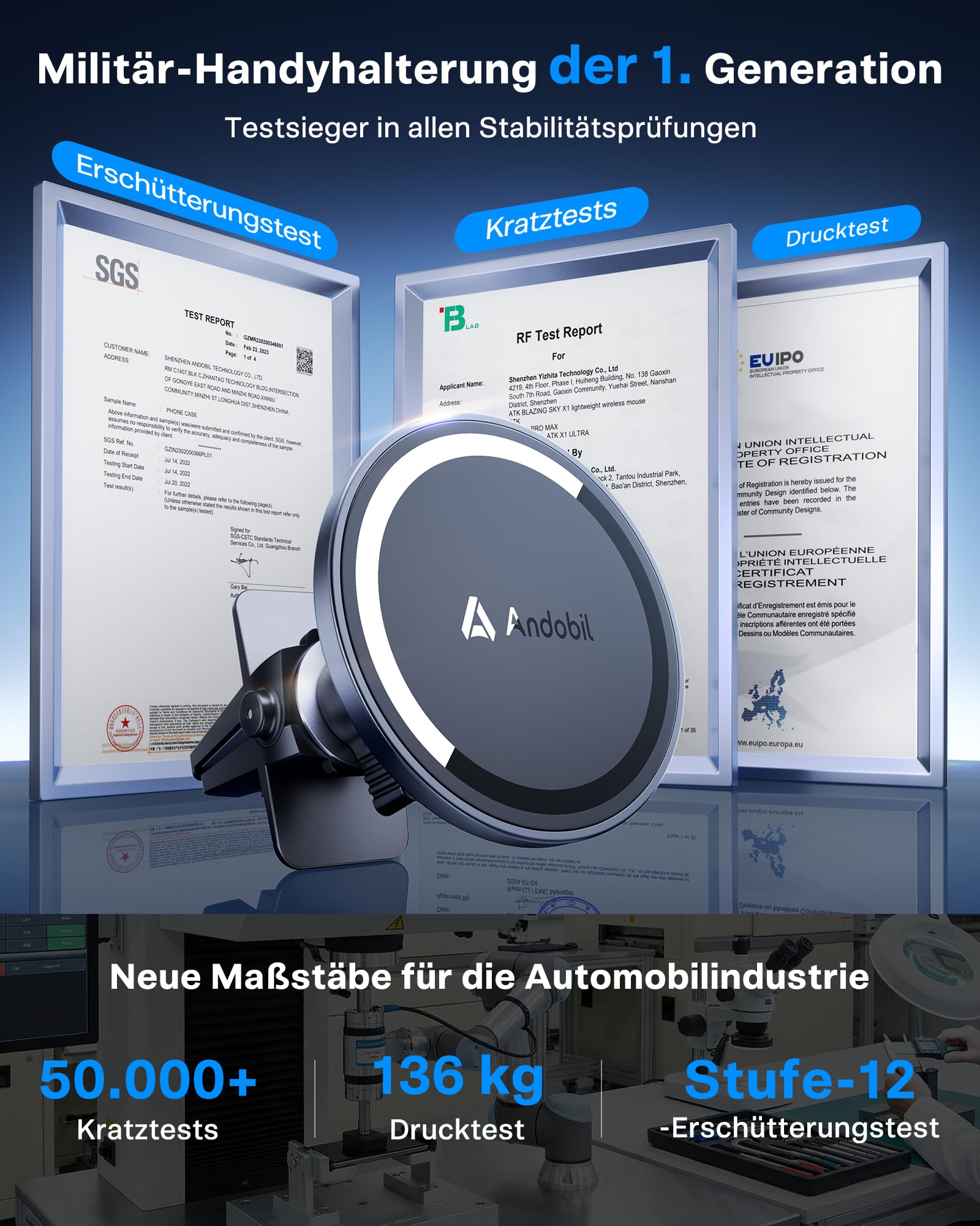 andobil Militar Handyhalterung Auto Magnet [20*N56 Starker Magnet] für Magsafe Autohalterung [2026 Upgraded Lüftungsclip], Handy Halterung Auto Lüftung Kompatibel mit iPhone 17 16 15 14 13 Pro Max 2