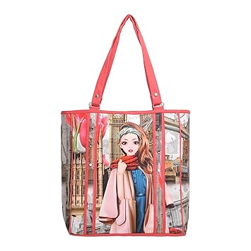 qooqle 3D Barbie Doll Strip Women Shoulder Bag Red Color