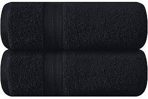 BOUTIQUO Cotton 2 Pack Oversized Bath Towel Set, Large Bath Towels 27x54, Ultra Soft, Absorbent, Compact, Quick Drying and Lightweight, Eco-Friendly and 100% Recyclable Towel Set - Black