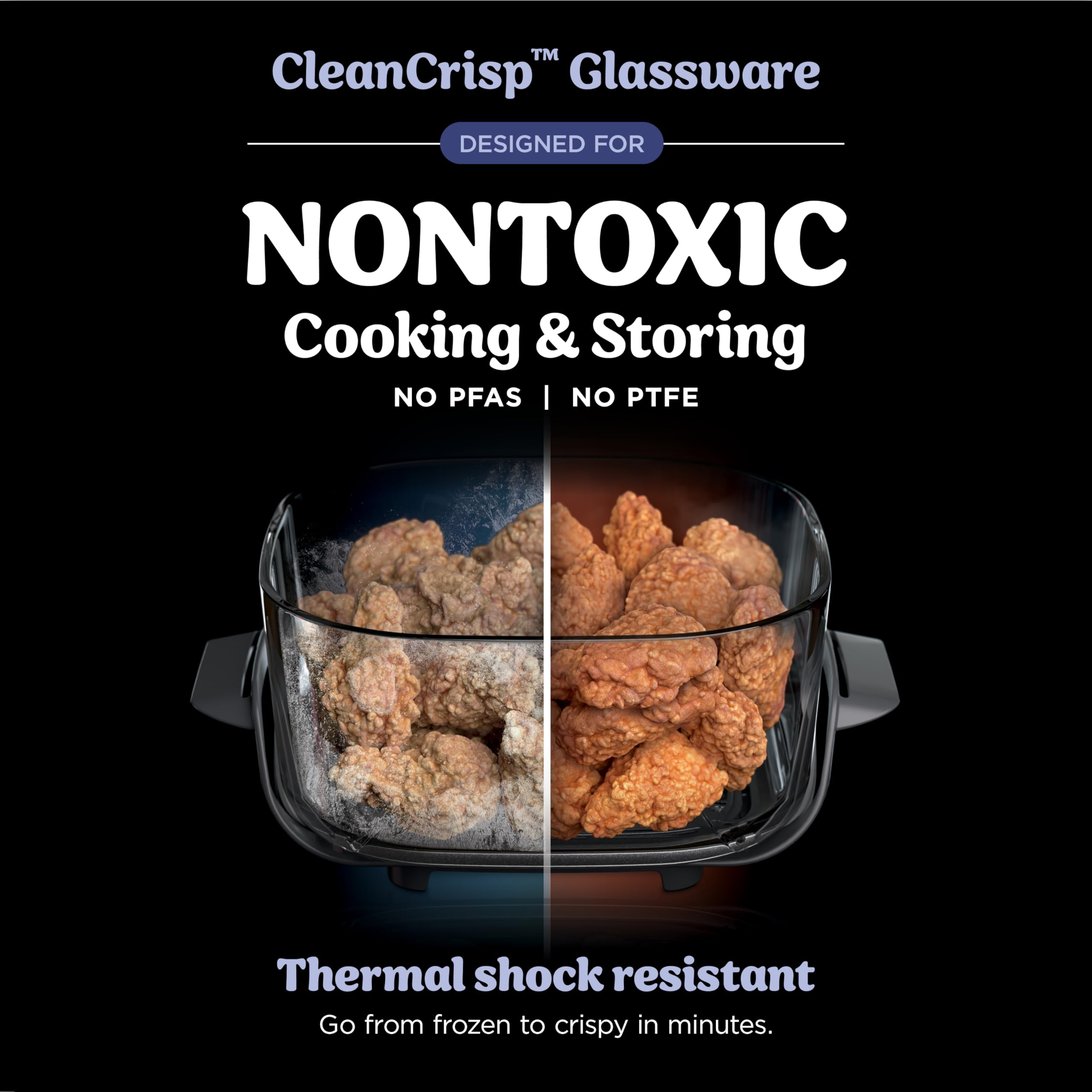 Ninjas | Freidora de aire | Sistema de cocción portátil Crispi 4 en 1 | Recipientes de vidrio de 4 cuartos y 6 tazas, platos para verduras y tapas de almacenamiento incluidos | Apto para microondas, congelador y lavavajillas | Lila esmerilada | FN101PR Ninjas | Freidora de aire | Sistema de cocción portátil Crispi 4 en 1 | Recipientes de vidrio de 4 cuartos y 6 tazas, platos para verduras y tapas de almacenamiento incluidos | Apto para microondas, congelador y lavavajillas | Lila esmerilada | FN101PR