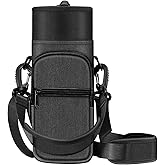 CaseBot Water Bottle Carrier Bag Sling Case, Sports Water Bottle Pouch Holder Sleeve with Adjustable Shoulder Hand Strap and 2 Pockets for Men Women Hiking Camping Travelling