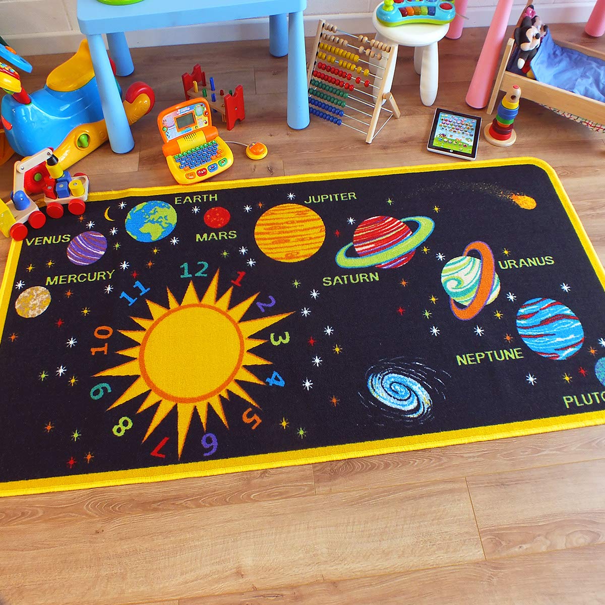 Superb Kids/Childs Rug Solar System Educational Play Mat 100cm x 200cm (3'3 x 6'6 approx)