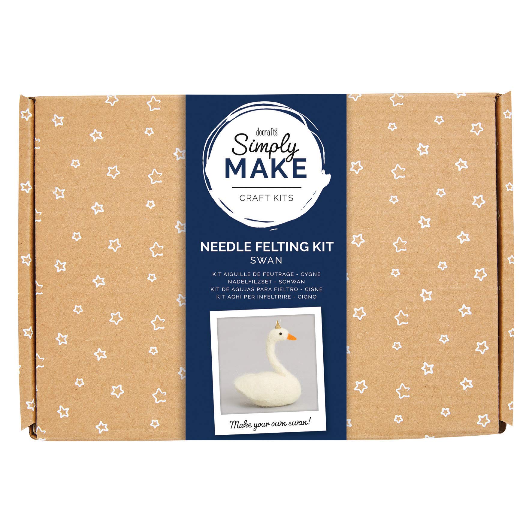 Simply Make Needle Felting Kit - Swan Design for Kids and Adults, Including Wool, Needles, and all Tools, Perfect for Adult Crafts and Beginners - Needle Felting Art & Craft Kit